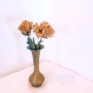 Etched brass bud vase